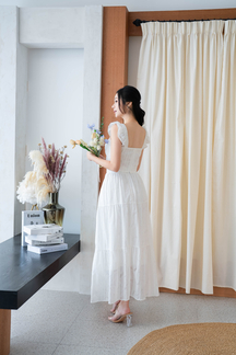 ELIZABETH TIERED MIDI SKIRT (WHITE)