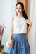 CLOE ROUND NECK SLEEVELESS TOP (WHITE)