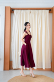 JANET SELF TIE RIBBON DRESS (MAROON)