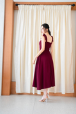JANET SELF TIE RIBBON DRESS (MAROON)