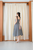 JANET SELF TIE RIBBON DRESS (BLACK CHECKERED)