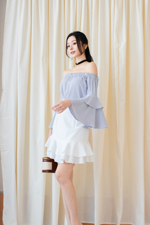 BILLA FLOUNCE LONG SLEEVES TOP (LIGHT GREY)