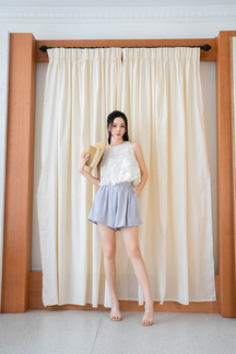 BROOKE ELASTICATED WAIST SHORTS (LIGHT GREY)