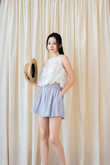 BROOKE ELASTICATED WAIST SHORTS (LIGHT GREY)