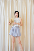 BROOKE ELASTICATED WAIST SHORTS (LIGHT GREY)