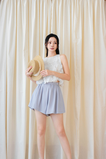 BROOKE ELASTICATED WAIST SHORTS (LIGHT GREY)