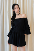 BROOKE ELASTICATED WAIST SHORTS (BLACK)