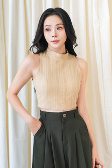 KINKI MOCK NECK CROP TOP (LATTE)