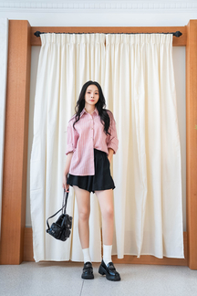 RIN STRIPED LONG SLEEVE SHIRT (PINK)