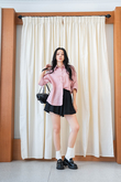 RIN STRIPED LONG SLEEVE SHIRT (PINK)