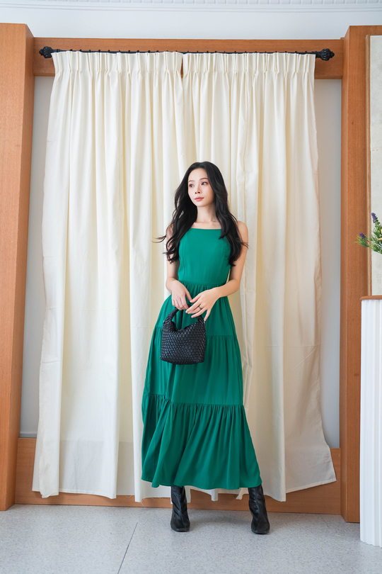 SABRINA RUFFLES MIDAXI DRESS (GREEN)