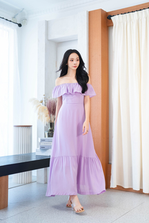 SHELLI OFF SHOULDER DRESS (PURPLE)