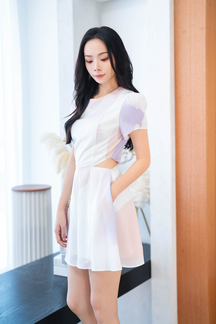 YOONA CUT OUT WAIST PLAYSUIT (COTTON CANDY)