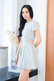 YOONA CUT OUT WAIST PLAYSUIT (GREEN STRIPE)