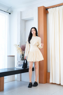 WALDA LONG SLEEVE BLOUSE (BEIGE)