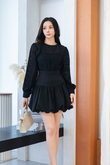 WALDA LONG SLEEVE BLOUSE (BLACK LACE)