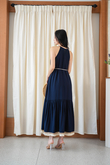 BOHDI HALTER NECK TIERED DRESS (BLUE)