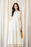BOHDI HALTER NECK TIERED DRESS (CREAM)