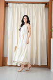 BOHDI HALTER NECK TIERED DRESS (CREAM)