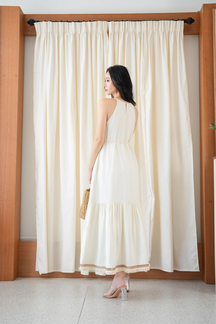 BOHDI HALTER NECK TIERED DRESS (CREAM)