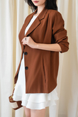VEDA OVERSIZED PADDED BLAZER (DARK BROWN)