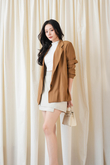 VEDA OVERSIZED PADDED BLAZER (PALE BROWN)