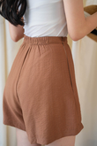 BROOKE ELASTICATED WAIST SHORTS (BROWN)