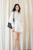 BROOKE ELASTICATED WAIST SHORTS (WHITE)