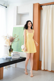 UNAE SQUARE NECK MINI DRESS (YELLOW)