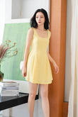 UNAE SQUARE NECK MINI DRESS (YELLOW)