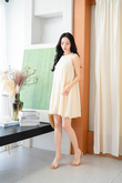 FLOE HALTER NECK PUFFBALL DRESS (BEIGE)