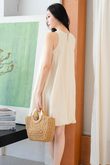 FLOE HALTER NECK PUFFBALL DRESS (BEIGE)