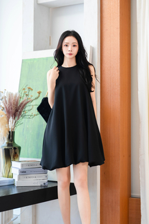 FLOE HALTER NECK PUFFBALL DRESS (BLACK)