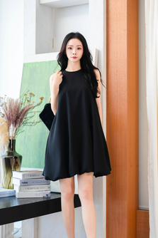 FLOE HALTER NECK PUFFBALL DRESS (BLACK)
