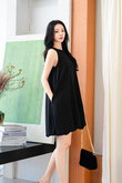 FLOE HALTER NECK PUFFBALL DRESS (BLACK)