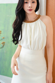 DAISY HALTER NECK CAMISOLE TOP (CREAM)