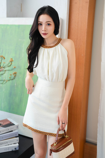 DAISY HALTER NECK CAMISOLE TOP (CREAM)