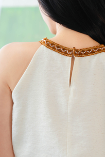 DAISY HALTER NECK CAMISOLE TOP (CREAM)