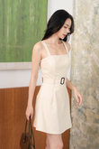 ODEAN BELTED MINI DRESS (BEIGE)