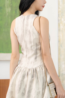 POLLI ROUND NECK MINI DRESS (EGG WHITE)