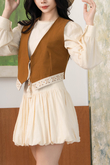 ELIAH BOHO RIBBON VEST TOP (BROWN)