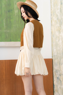 ELIAH BOHO RIBBON VEST TOP (BROWN)