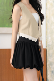 ELIAH BOHO RIBBON VEST TOP (DARK VANILLA)