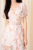 JACE RUFFLES WRAP MINI DRESS (PINK FLORAL)