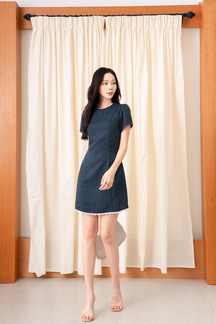 SHANNE ROUND NECK MINI DRESS (BLUE)