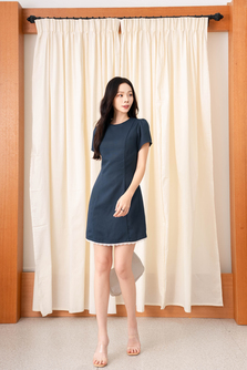 SHANNE ROUND NECK MINI DRESS (BLUE)