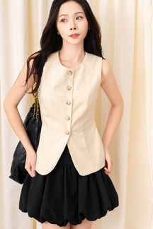 KAITLYN BUTTON VEST TOP (BEIGE)