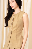 KAITLYN BUTTON VEST TOP (CAMEL)