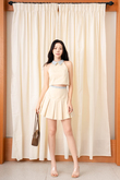 TYLER PLEATED A-LINE SKIRT (BEIGE)