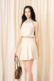 TYLER PLEATED A-LINE SKIRT (BEIGE)